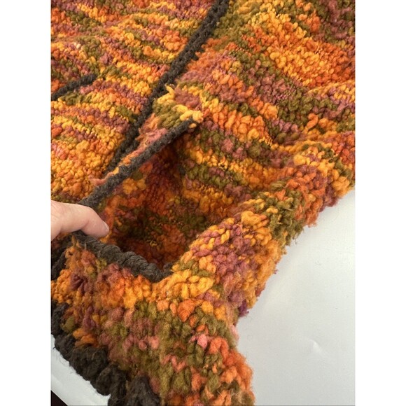 ECC Ecuadorian Clothing Company Wool Hood Full Zip Sweater Orange Textured Small - Picture 11 of 16